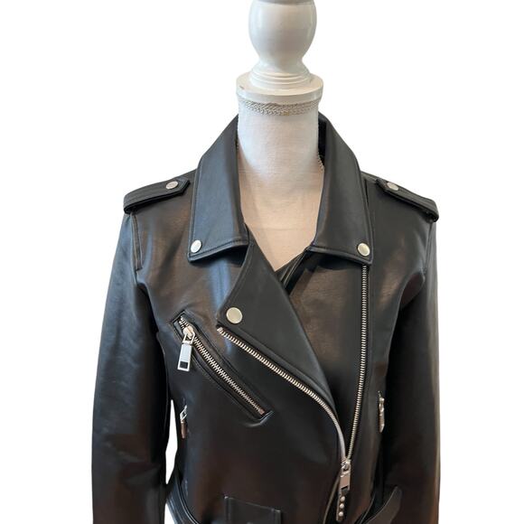 Rebecca Minkoff Moto jacket faux leather black M - Picture 3 of 8